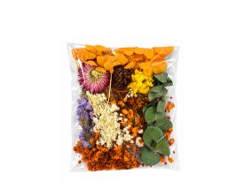 Bolsa con flores y hojas secas 